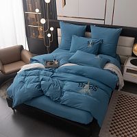 КПБ Евро (простыня на резинке) сатин 50*70см+70*70см MOOD OF PARIS лазурный Viva Home Textile