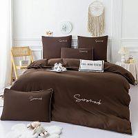 КПБ 1,5сп сатин 70*70см однотонный ВЫШИВКА шоколадный Viva Home Textile
