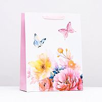 Пакет подарочный 31*40*11,5см ПИОНЫ В АКВАРЕЛИ Upak Land 9916269