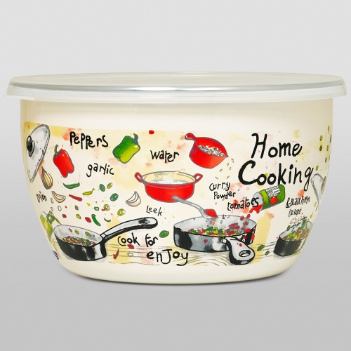 Миска эмаль 2,4л 18см ГУРМАН с крышкой Metrot 348696