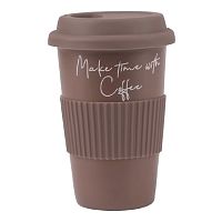 Стакан фарфор 370мл DI PORCELLANA BROWN с крышкой и рукавом Regent 83-004