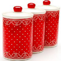 Набор банок для сыпучих продуктов 6пр 400мл LORAINE Красный Узор 25824 