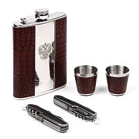 Подарочный набор на 2 перс. 5пр (фляга 240мл+2 ножа+2 стопки) РЕПТИЛИЯ Сима-Ленд 596261