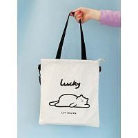 Сумка-шоппер 33*38см WHITE Lucky cat ZT410-2274-01