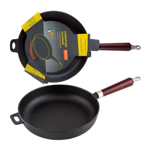 Сковорода 28см Mallony чугун с деревянной ручкой CIF28-W