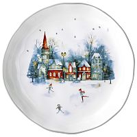 Тарелка десертная керамика 17см С НОВЫМ ГОДОМ ЗИМНИЕ ЗАБАВЫ Agness 358-2336