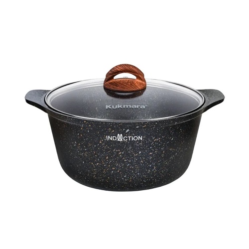 Кастрюля 4,0л Kukmara GRANIT ULTRA литой алюм. АП со стекл. крышкой индукция (original) кгои43а