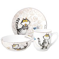 Набор посуды на 1 перс. 3пр фарфор СЧАСТЬЕ ЕСТЬ ПЕЧЕНЬКИ Lefard 85-2091