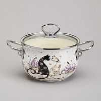 Кастрюля эмаль 2,0л Agness LAVENDER CATS со стекл. крышкой индукция 943-076