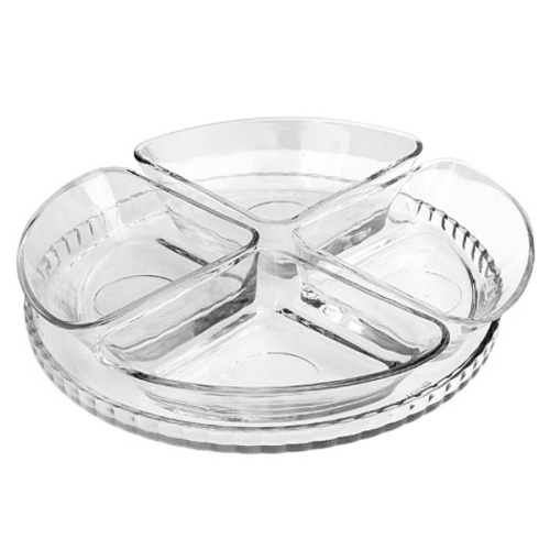 Менажница из стекла 4-х секц. 24см DENISE на подставке Kaveh 153 Менажница из стекла 4-х секц. 24см DENISE на подставке Kaveh 153