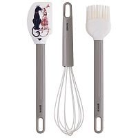 Набор кулинарный 3пр силиконовый (венчик+лопатка+кисточка) ПАРИЖСКИЕ КОТЫ Agness 671-033