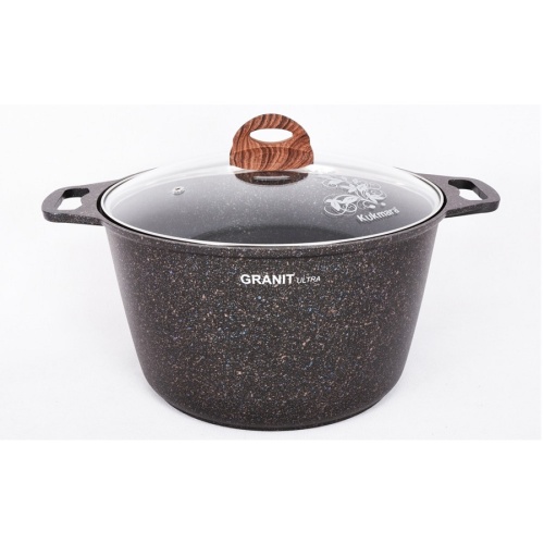 Кастрюля 6,0л Kukmara GRANIT ULTRA литой алюм. АП со стекл. крышкой (blue) кгг62а 1/2