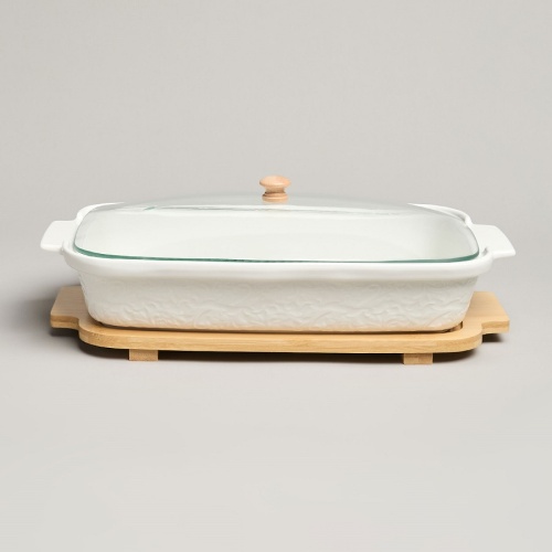 Форма для запекания фарфор 34,5*21см MUSE на подставке с крышкой Lefard 587-243 Форма для запекания фарфор 34,5*21см MUSE на подставке с крышкой Lefard 587-243