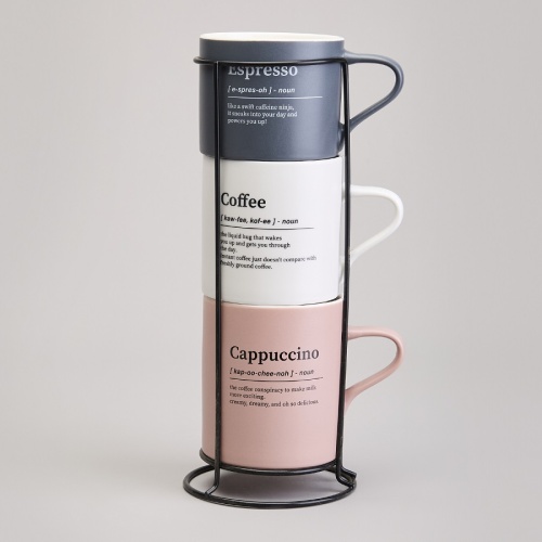 Набор кружек фарфор 3шт 250/320/400мл COFFEEMANIA на подставке Lefard 756-471 Набор кружек фарфор 3шт 250/320/400мл COFFEEMANIA на подставке Lefard 756-471