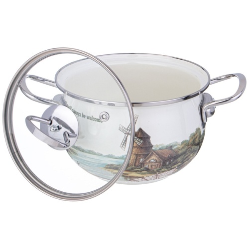 Кастрюля эмаль 2,0л Agness FAMILY HOUSE со стекл. крышкой индукция 943-066 Кастрюля эмаль 2,0л Agness FAMILY HOUSE со стекл. крышкой индукция 943-066