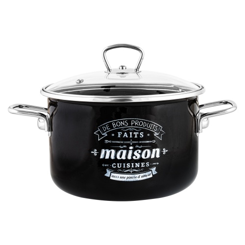 Кастрюля эмаль 5,5л Appetite MAISON цилиндрическая со стекл. крышкой индукция 1SD225S