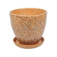 Горшок керамика 17,5*15,8см 2,4л ТЕРРАЦО с подставкой (терракот) Магамакс BH-92-2