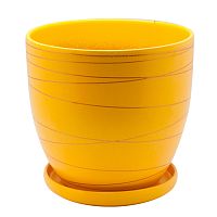 Горшок керамика 21*20см 4,7л ЖЕЛТЫЙ с подставкой Магамакс BH-25-3
