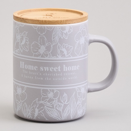 Кружка фарфор 400мл HOME SWEET HOME высокая с крышкой Lefard 756-480