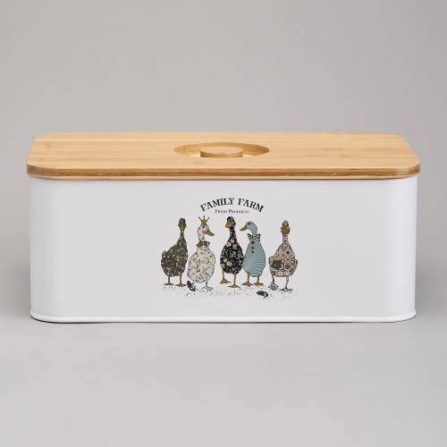Хлебница 34*19,5*13,5см Agness FAMILY FARM ГУСИ сталь бамбук 790-384