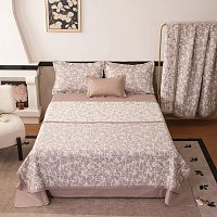 КПБ Евро (простыня на резинке) сатин 50*70см AURORA VEIL ВЕТОЧКИ с покрывалом Viva Home Textile