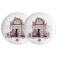 Набор тарелок фарфор 2шт обеденные 25,5см ЛАВАНДОВЫЕ КОТЫ Lefard 425-165