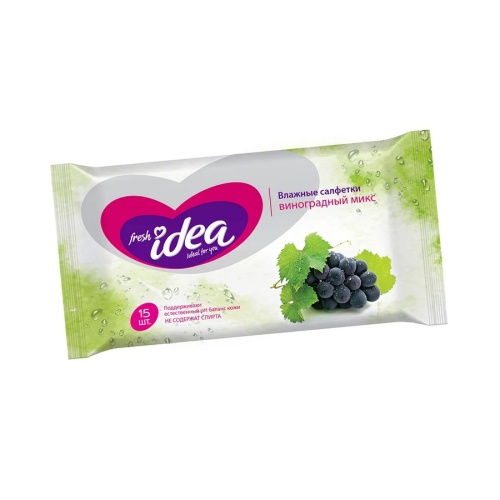 Салфетки влажные FRESH IDEA 15шт Виноградный микс Универсальные