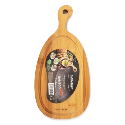 Доска разделочная бамбук 33*16см BAMBOO CURVE с ручкой Attribute ABX171