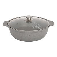Жаровня 4,0л Kukmara МРАМОРНАЯ литой алюм. АП со стекл. крышкой (светлый) жмс42а