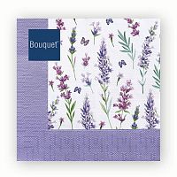 Салфетки бумажные BOUQUET 20шт 33*33см 3сл Скатерть с лавандой 1/12