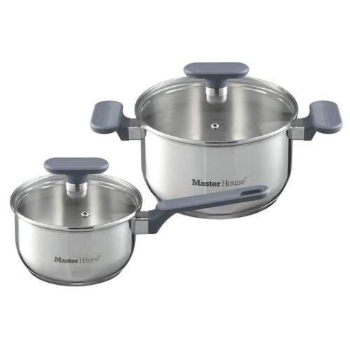 Набор посуды 4пр Master House СИМБА (кастрюля+ковшик+крышки 2шт) индукция 84111