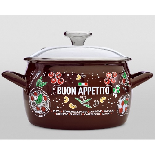 Кастрюля эмаль 3,1л Metrot ХИТ сферическая со стекл. крышкой индукция 389706