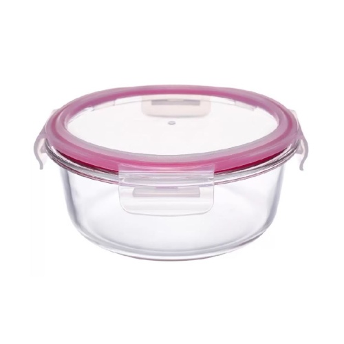 Контейнер круглый 0,95л стекло РОЗОВЫЙ Appetite SL950CF