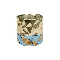 Подсвечник стекло 9*9см НАПЫЛЕНИЕ сине-золотой Магамакс NGB-32