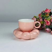 Чайная пара фарфор 220мл РОЗОВЫЙ Lenardi 164-023 1/24