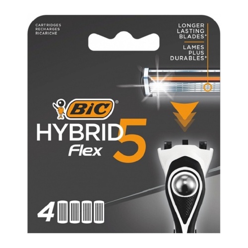 Кассеты сменные для бритья BIC Hybrid Flex-5 5 лезвий 4шт 1/3