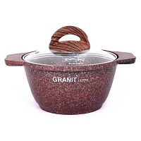 Кастрюля 1,0л Kukmara GRANIT ULTRA литой алюм. АП со стекл. крышкой АП (red) кга12а