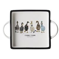 Блюдо из фарфора 25,5*18см FAMILY FARM ГУСИ квадратное с ручками Lefard 263-1437