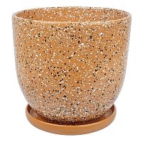 Горшок керамика 21,5*20см 4,7л ТЕРРАЦО с подставкой (терракот) Магамакс BH-92-3
