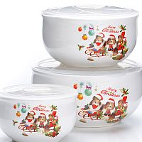 Набор мисок LORAINE 6пр 330+600+900мл вакум/кр СОБАЧКИ 27180