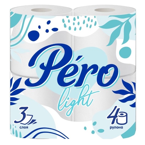 Бумага туалетная PERO 4рул 3сл Light белая 1/12