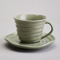 Чайная пара фарфор 240мл TRENDY ЗЕЛЕНЫЙ Lefard 358-2237
