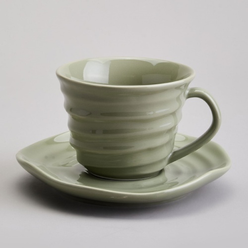 Чайная пара фарфор 240мл TRENDY ЗЕЛЕНЫЙ Lefard 358-2237