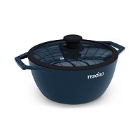 Кастрюля 3,0л Tesoro FLORENCE TOTAL BLUE литой алюм. АП со стекл. крышкой индукция TF6630tbi