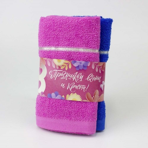 Набор полотенец 2шт махровые 30*50см 8 МАРТА розовый/лагуна Он и Она