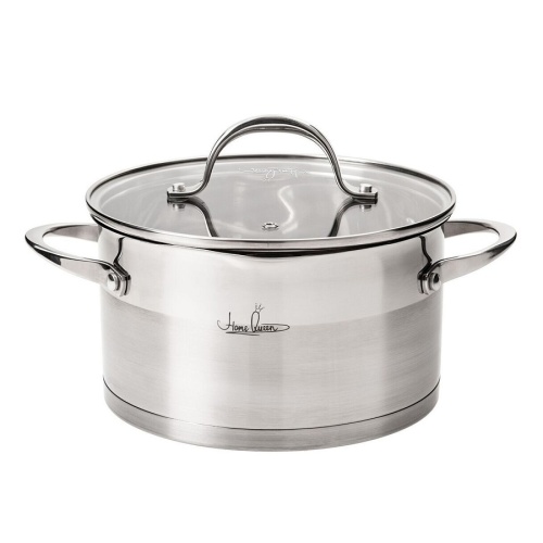 Кастрюля нерж. сталь 4,5л Home Queen ТАНДЕМ со стекл. крышкой индукция 77268 1/6