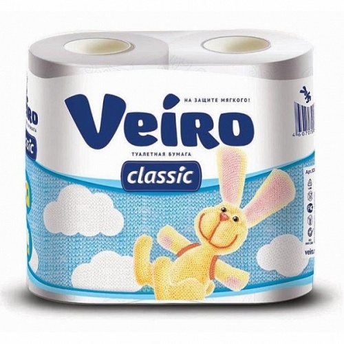 Бумага туалетная VEIRO 4рул 2сл Classic белая 1/12