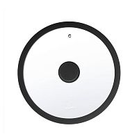 Крышка 28см Home Queen RED HOT стеклянная с силикон. ручкой и ободом 77479