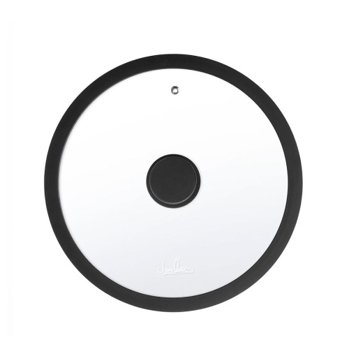 Крышка 28см Home Queen RED HOT стеклянная с силикон. ручкой и ободом 77479