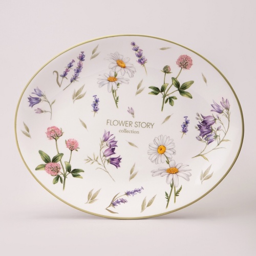Блюдо из керамики 31,5*25,5см FLOWER STORY овальное Agness 358-2170